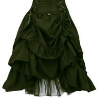 Хелоуин готически рокли за жени къси стъпала без ръкави Викторианска рокля с висока квадратна рокля с ръкавичка за ръба на шията