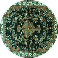 Ahgly Company Indoor Round Персийски тюркоазени сини традиционни килими, 5 'кръг