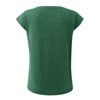 Дамски летни върхове Женски тениски за ръкави за шапка Основен летен тий солиден цвят отгоре