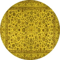 Ahgly Company Indoor Round Персийски жълти традиционни килими, 4 'кръг