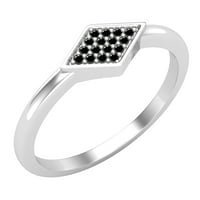 DazzlingRock Collection Round Black Diamond Rhombus, подреждаща се сватбена лента за жени в 14K бяло злато, размер 8