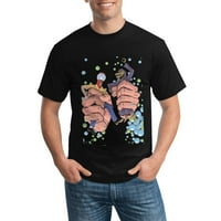 Мъжки мистерия научен театър Официална тениска памук модна ежедневна кръгла шия с къс ръкав тениски големи черни