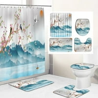 Китайска природа на цветя и птици Печат душ завеси за баня за баня против прилепна баня мат тоалетни килими декор за килим