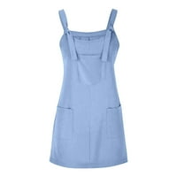 LiSeTool Лятна рокля жени Soild Pinafore Square Apron Garden Work Pinafore Dress Spetender Rodes for Women Light Blue
