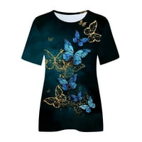 Sinimoko Women's Fashion Tops Printe Небрежно свободно годни тениски блуза за печат кръгло деколте риза