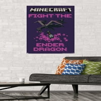 Minecraft - Fight the Ender Dragon Wall Poster, 22.375 34