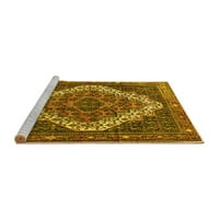 Ahgly Company Machine Pashable Indoor Round Персийски жълти традиционни килими, 3 'кръг