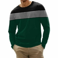 IOPQO качулки за мъже Мъжки модни ежедневни спортове и раирани шевове цифрови печат кръгла тениска на шията с дълъг ръкав отгоре