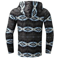 Мъжки пуловер суичър тънък год ретро геометрия печат кръгла шия с дълъг ръкав с качулка ежедневно дишащ спорт на външен спорт