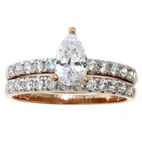 Джей сърце дизайни 10к Розово злато круша пасианс симулирани бял диамант Сватбени годежен комплект