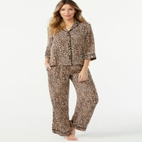 Sofia Intimates by Sofia Vergara Women's and Women's Plus Size Notch Collar Satin Pajama Set, 2-Piece