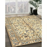 Ahgly Company Machine Pashable Indoor Rectangle Traditional Sun Yellow Area Rugs, 7 '10'
