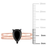 Миабела Женски карат Т. в. круша шлифован черен диамант 14кт Розово злато пасианс 2-парче булчински комплект