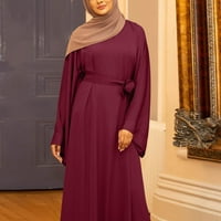 knqrhpse maxi рокля дълги рокли за жени ежедневна рокля солидна рокля отблясъка абая рокля арабски кафтан дълъг ръкав солидна