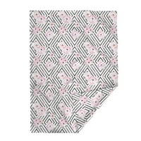 Плюшено одеяло за хвърляне на минки, 50 70 - Бохо геометрично флорално розово черно роза Diamond Boho Blush Pastel Baby Print