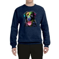 Любовта може да направи опашка Wag Pitbull Dog Lover Unise Crewneck Graphic Sweatshirt, Vintage Heather Navy, Medium