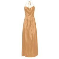 B91XZ Plus Размер Рокли за парти за жени приплъзване Макси рокля меки боди рокли за жени злато, размери S