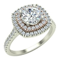 1. CT TW Cushion Halo Diamond годежен пръстен Роза злато подчертаване 18K бяло злато