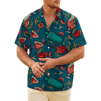 Хавайска риза за мъже, унизинг летен плаж Небрежен копче с къс ръкав надолу ризи за облекло за плажно парти