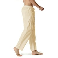 Yubnlvae Mens Pants Панталони леки мъжки еластични ежедневни панталони за домашни панталони Разхлабени памучни панталони панталони