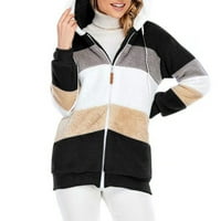 Женски палта зимни ежедневни разхлабени качулки връхни дрехи агнешка коса топло палто