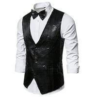 Chiccall Men's Slim Fit Sequins Vest V-Neck Shiny Party Ressing костюм стилна жилетка на жилетка на хлабина