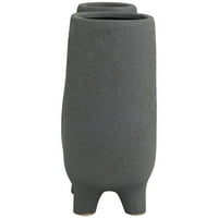 Декмод 8 абстрактна п-образна тъмно сива керамична ваза с малки крака
