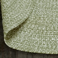 Превъзходен сплетен овален вътрешен килим на открито, 3 '5', мъгла зелено бяло