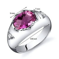 2. КТ овална форма Розово създаден сапфир три камък пръстен в Стерлингово Сребро