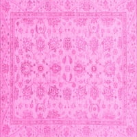 Ahgly Company Indoor Square Oriental Pink Traditional Area Rugs, 4 'квадрат