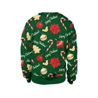 В продажба екипаж с шия пуловер суичъри удобни коледни дрехи Разхлабени върхове Коледен ден графичен пуловер с дълъг ръкав, зелено