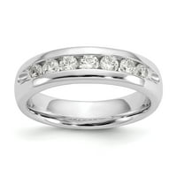 0,55ct. CZ солиден истински 14k бяло злато 7-каменна канал сватбена лента пръстен
