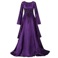 Рокли Ренесансова рокля за жени винтидж дантелени рокли рокли готическа рокля лилаво-средна