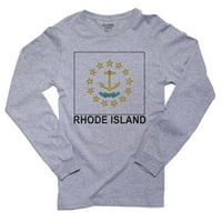 Rhode Island State Flag - Специално винтидж издание Мъжки сива тениска с дълъг ръкав