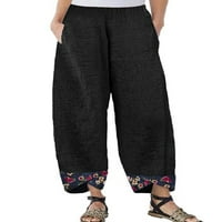 Uerlsty плюс размер лятни дамски памучно бельо торбивно ежедневни харема панталони флорални панталони
