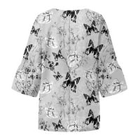Feternal Women's Fashion Shill Loweve Кръгла шия отпечатани разхлабени ежедневни блузи върхове пуловер Женски ризи