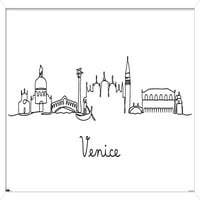 Skyline на линейния арт - плакат за стена на Венеция, 22.375 34