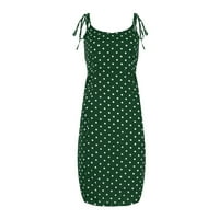 Sunvit дамски рокли лято -spaghetti каишка без ръкави небрежни странични ценки флорални печат коктейл, зелени L