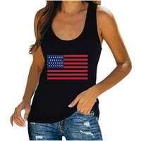 Просвещение САЩ танк за флаг жени 4 юли САЩ без ръкави на риза Винтидж Графична патриотична риза Страня летни ежедневни състезателни
