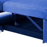 Аукфа кадифе спален диван-двойка с разтегателен диван-възглавници-разтегателен диван-пространство спести-синьо
