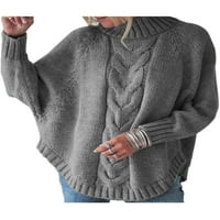Капрез плетен пуловер за жени ежедневни дълги ръкави корупка кабел плетен пуловер Есен зима топли разхлабени джъмперни върхове