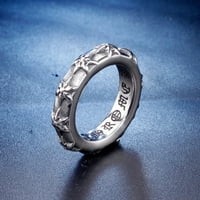 Toyella ретро шестоъгълна звезда мъжки титаниев стоманен пръстен сребро 13