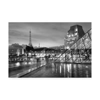 Търговска марка изящно изкуство 'Лувър с Айфеловата кула Виста #2' платно изкуство от Алън Блаустей