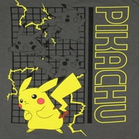 Pokemon Boys 'Pikachu Grid Graphic Tee Топ тениска с къси ръкави за деца за деца