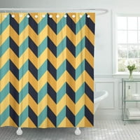 Модерна цветна геометрия Chevron Lines цвят синьо жълто абстрактно геометрична завеса за баня