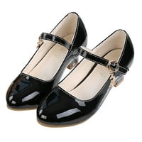 Обувки за момичета Закопчават малки кожени обувки Универсални детски обувки Модни черни размери 32