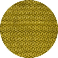 Ahgly Company Machine Pashable Indoor Round Oriental Yellow Industrial Area Cures, 8 'кръг