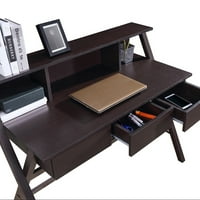 Дизайн Групово бюро със склад, компютърно бюро с чекмеджета и Закачалка за спалня, кафяво