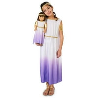 Лилаво страст гръцка богиня дете костюм с съвпадение кукла костюм