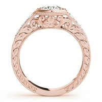 1.40ctw естествен диамант и moissanite 18k розово злато милграйн годежен пръстен
